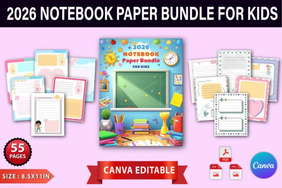 2026 Notebook Paper Bundle for Kids