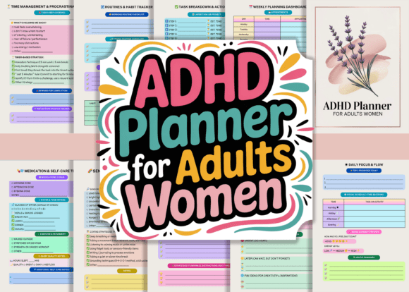ADHD Planner for Adult Women 🧠 KDP – Your Guide to Focus, Flow, and Getting Things Done