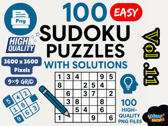Easy Sudoku Vol.11–100 PNG with Answers