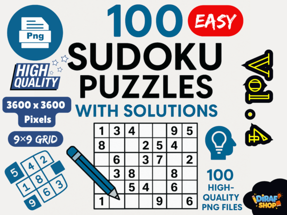Easy Sudoku Vol.4–100 PNG with Answers