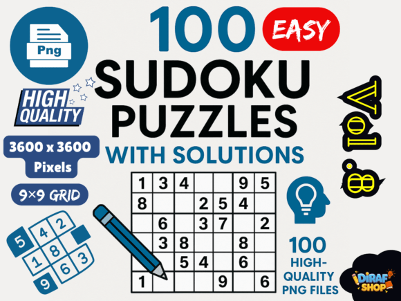 Easy Sudoku Vol.8–100 PNG with Answers