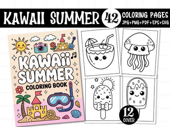 Kawaii Summer Coloring Pages for - KDP