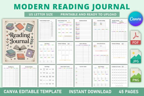 Modern Reading Journal KDP Interior