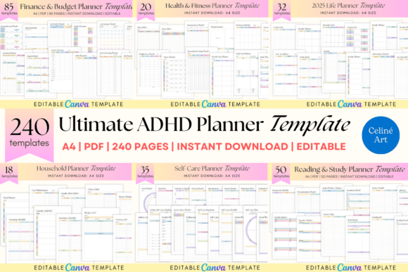 Ultimate ADHD Planner Templates Bundle: Your Key to Organization and Mental Wellness